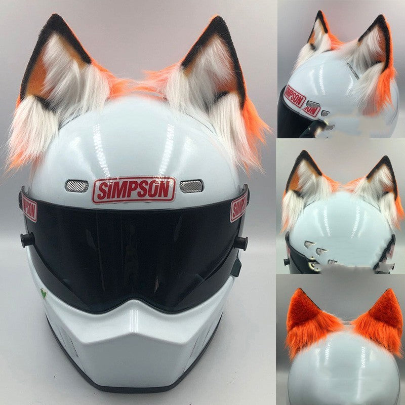 Fun helmet accessory set made of durable ABS material, featuring various animal designs with ears and tails (e.g., fox, wolf, cat, husky, demon bat). Fits helmets with a head circumference of 62cm and above. Helmet not included.