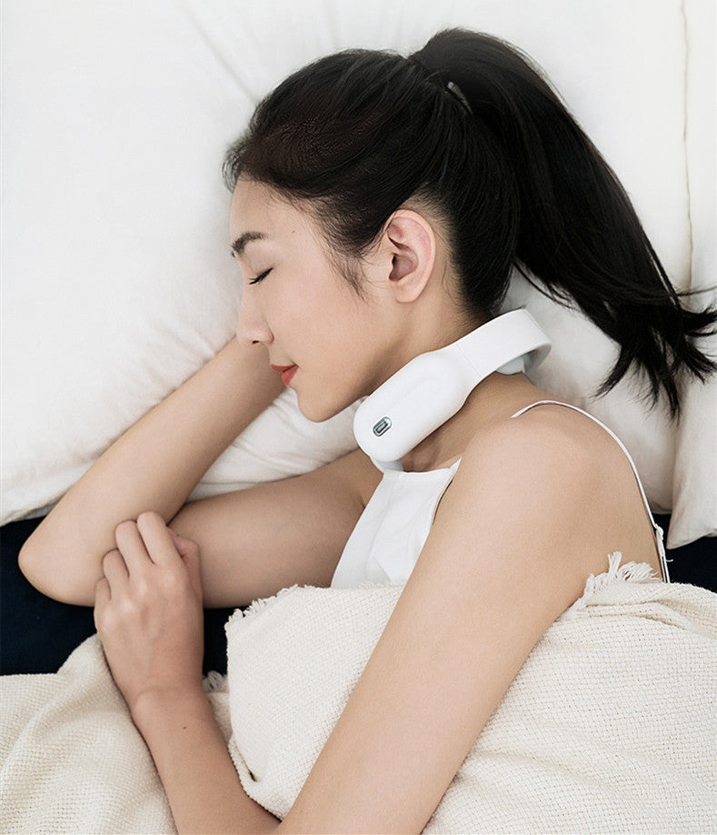 "Multifunctional Remote Control Neck Massager β A USB-powered neck massager with low-cycle pulse technology for deep pain relief. Includes remote control for easy mode adjustments, available in pink, black, and blue. Perfect for neck and shoulder tension relief."
