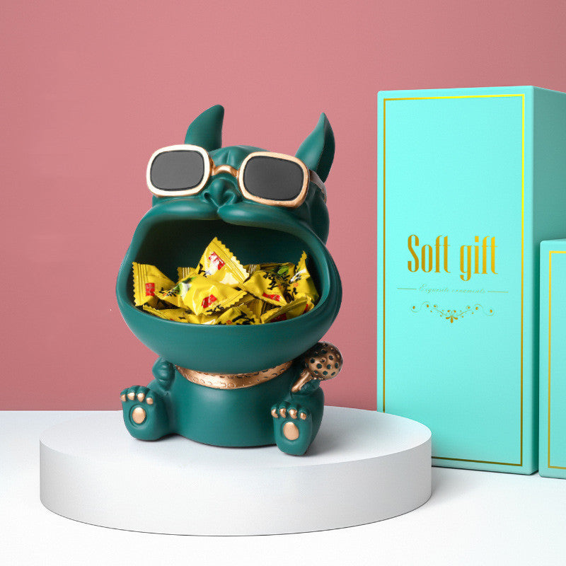 Charming resin "storage dog" ornament, perfect for modern home decor and housewarming gifts. Adds a playful and functional touch to any space.