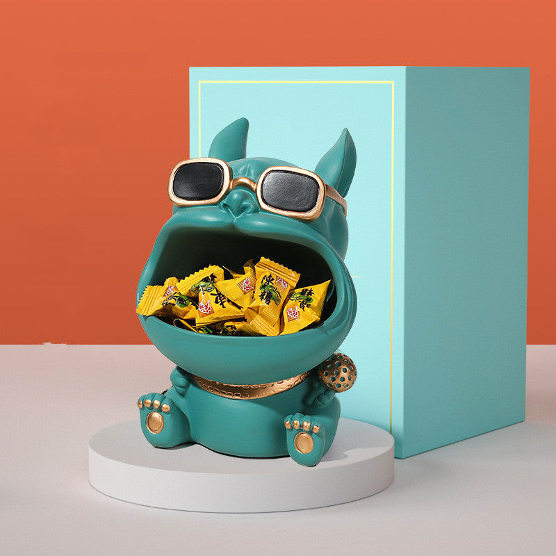 Charming resin "storage dog" ornament, perfect for modern home decor and housewarming gifts. Adds a playful and functional touch to any space.