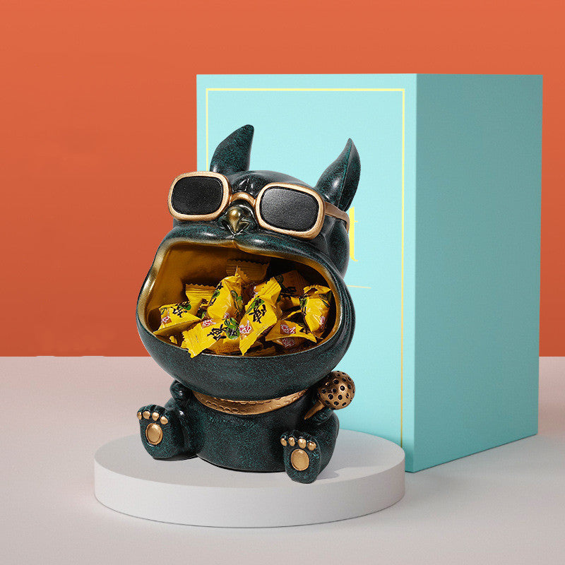 Charming resin "storage dog" ornament, perfect for modern home decor and housewarming gifts. Adds a playful and functional touch to any space.