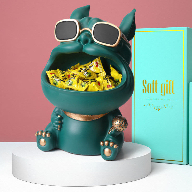 Charming resin "storage dog" ornament, perfect for modern home decor and housewarming gifts. Adds a playful and functional touch to any space.