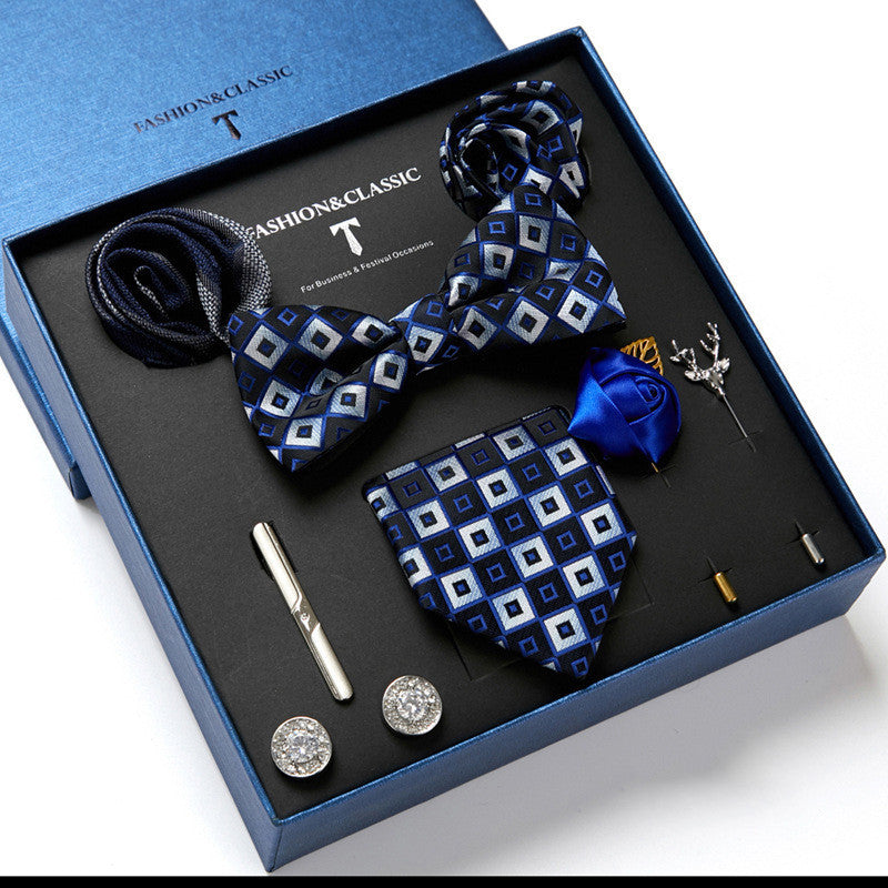 Men's tie featuring a sleek drop shape and arrow style, designed with high-quality printing. Ideal for formal occasions, presented in a stylish gift box. Dimensions: 145 x 7.5 x 3.5 CM.
