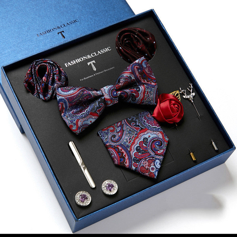 Men's tie featuring a sleek drop shape and arrow style, designed with high-quality printing. Ideal for formal occasions, presented in a stylish gift box. Dimensions: 145 x 7.5 x 3.5 CM.