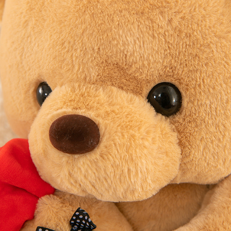 Teddy Bear with Rose – Soft plush bear with a rose, available in white, pink, brown, and gray, perfect for gifting on special occasions. Made with PP cotton and rabbit plush.
