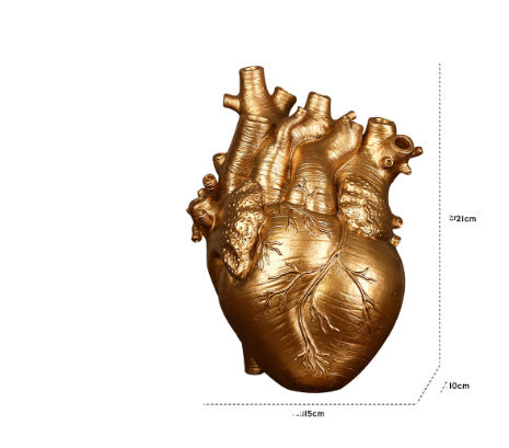 "Art Vase Heart Sculpture β An elegant resin heart sculpture without a base, crafted in American style, perfect for adding a touch of love and sophistication to any room as a decorative ornament."