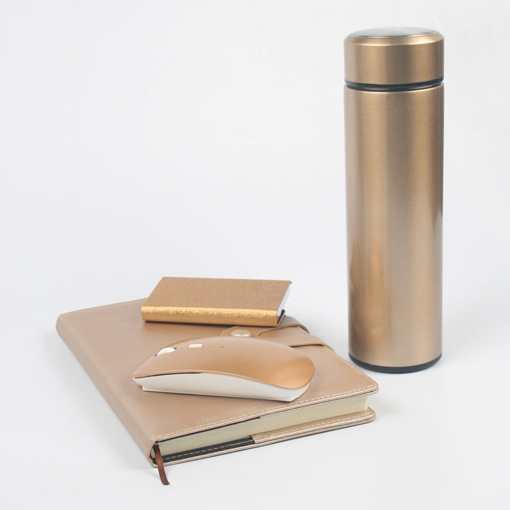Business gift set featuring a 450ml sports-style thermo cup made of high-quality 304 stainless steel, with insulation performance to keep drinks hot or cold for 6-12 hours.