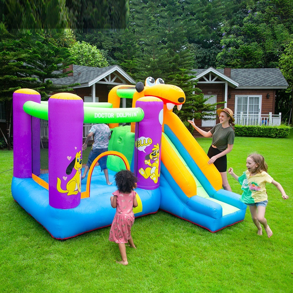 **Children's Inflatable Home Castle – A Fun and Safe Playtime Adventure!** A vibrant, bouncy inflatable play structure measuring 280x270x210cm, designed for kids to jump, slide, and explore. Perfect for amusement parks, malls, supermarkets, and community spaces. Quick to inflate and made from durable materials for safe and exciting play. Includes one inflatable skip bed for endless fun! 🎈🏰✨
