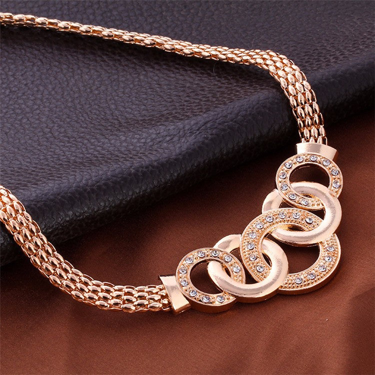 4-piece couple-style jewelry gift set featuring rhinestone earrings, hand accessories, and item accessories with alloy inlaid artificial gems and semi-precious stones. Includes a stylish horsewhip chain.
