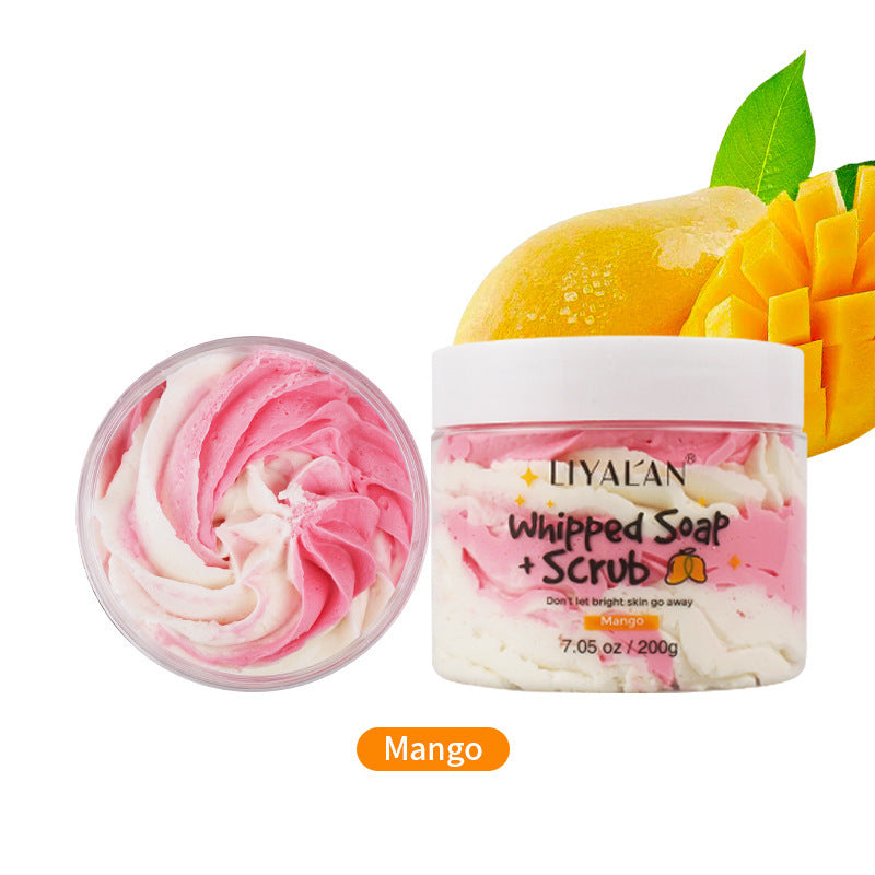 **Coconut Mango Bath Scrub – Exfoliating and moisturizing scrub with a tropical coconut mango scent, suitable for all skin types. Perfect for a refreshing skin care routine.**
