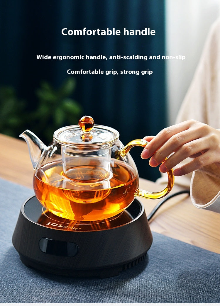 Teapot tea set for household use, featuring a 1000ML hand-painted heat-resistant glass teapot with an option to include 6 matching cups in a simple style design.