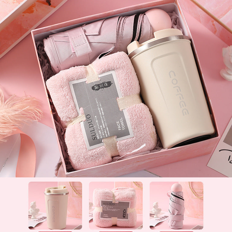 Elegant pink marble gift box set designed for business gifts, corporate events, and holidays, perfect for weddings, birthdays, and special occasions.