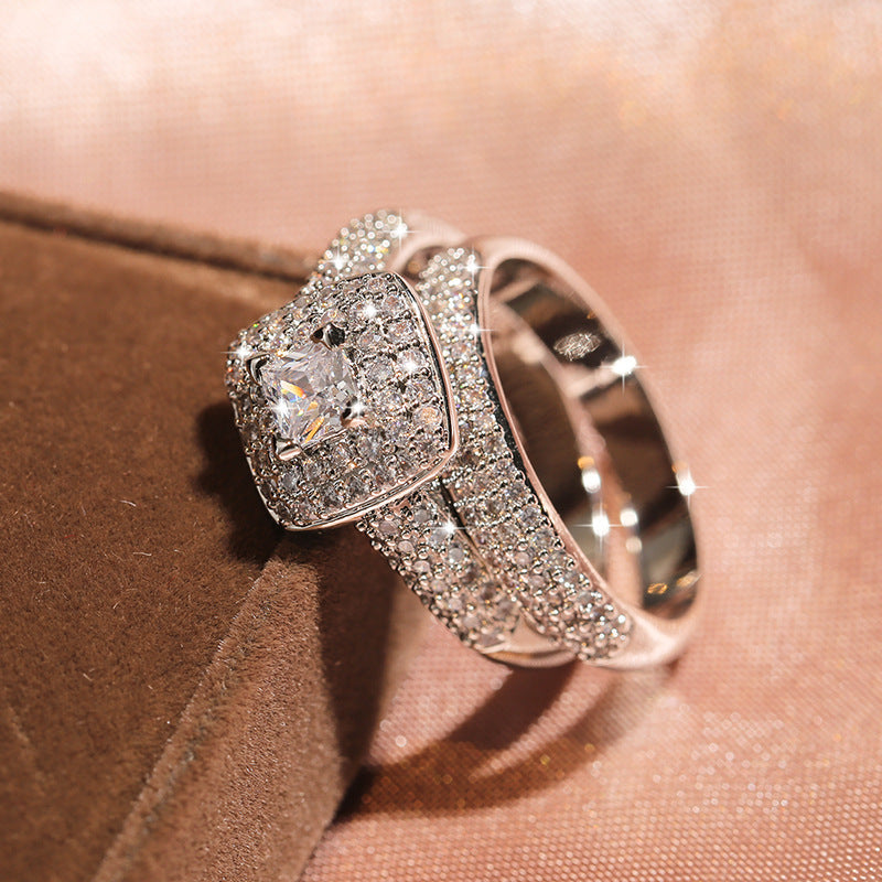 Luxury engagement rhinestones ring, featuring a dazzling design that symbolizes timeless love and commitment.