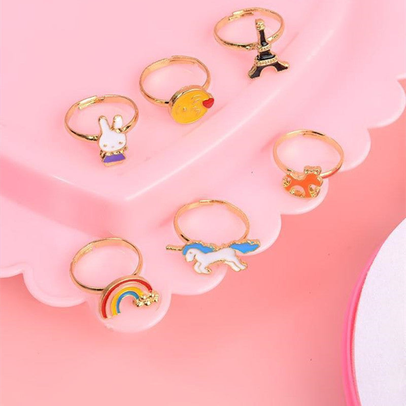 Birthday Gift for Little Girl featuring a Diamond Set Alloy Ring with 36 adjustable rings in a heart-shaped box. Perfect for encouraging creativity and style!