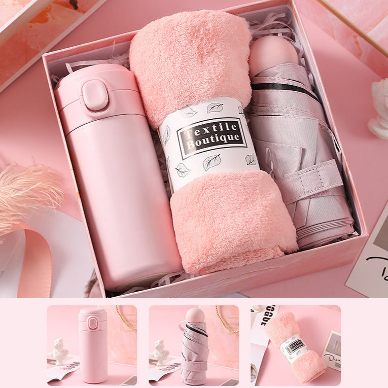 Elegant pink marble gift box set designed for business gifts, corporate events, and holidays, perfect for weddings, birthdays, and special occasions.