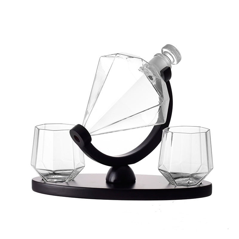 "Whiskey & Wine Set Suit Diamond Bottle β A sleek, white borosilicate glass set featuring a wine pourer and cup set, designed in a simple style to enhance your wine or whiskey experience with elegance and durability."
