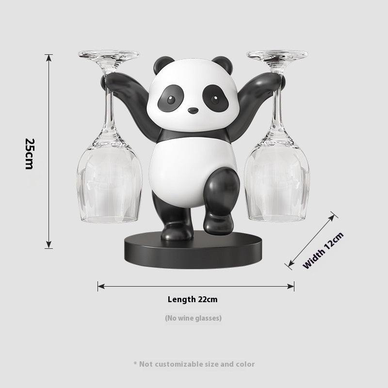 "Panda Wine Decoration β A handmade synthetic resin wine rack featuring whimsical panda designs, including bamboo panda, fortune panda, and treasure hunting panda. A fun and functional addition to your home decor, perfect for wine lovers and unique gift-giving occasions."