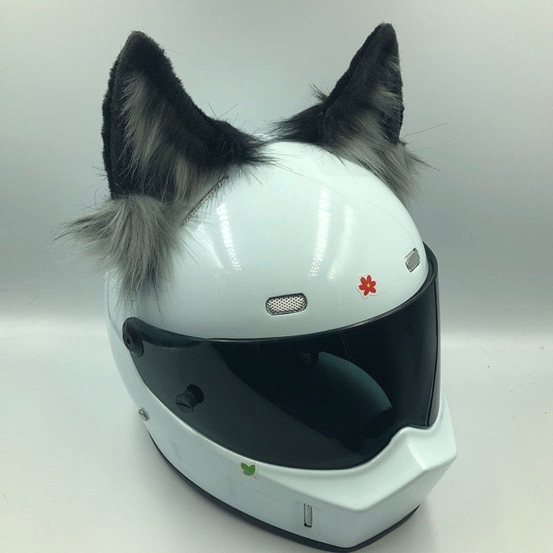 Fun helmet accessory set made of durable ABS material, featuring various animal designs with ears and tails (e.g., fox, wolf, cat, husky, demon bat). Fits helmets with a head circumference of 62cm and above. Helmet not included.