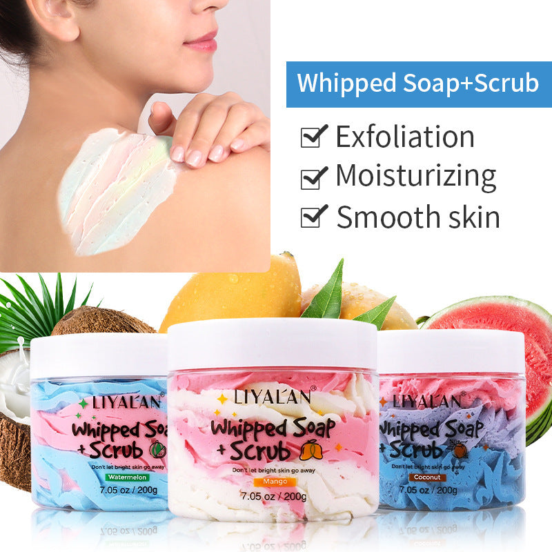 **Coconut Mango Bath Scrub – Exfoliating and moisturizing scrub with a tropical coconut mango scent, suitable for all skin types. Perfect for a refreshing skin care routine.**