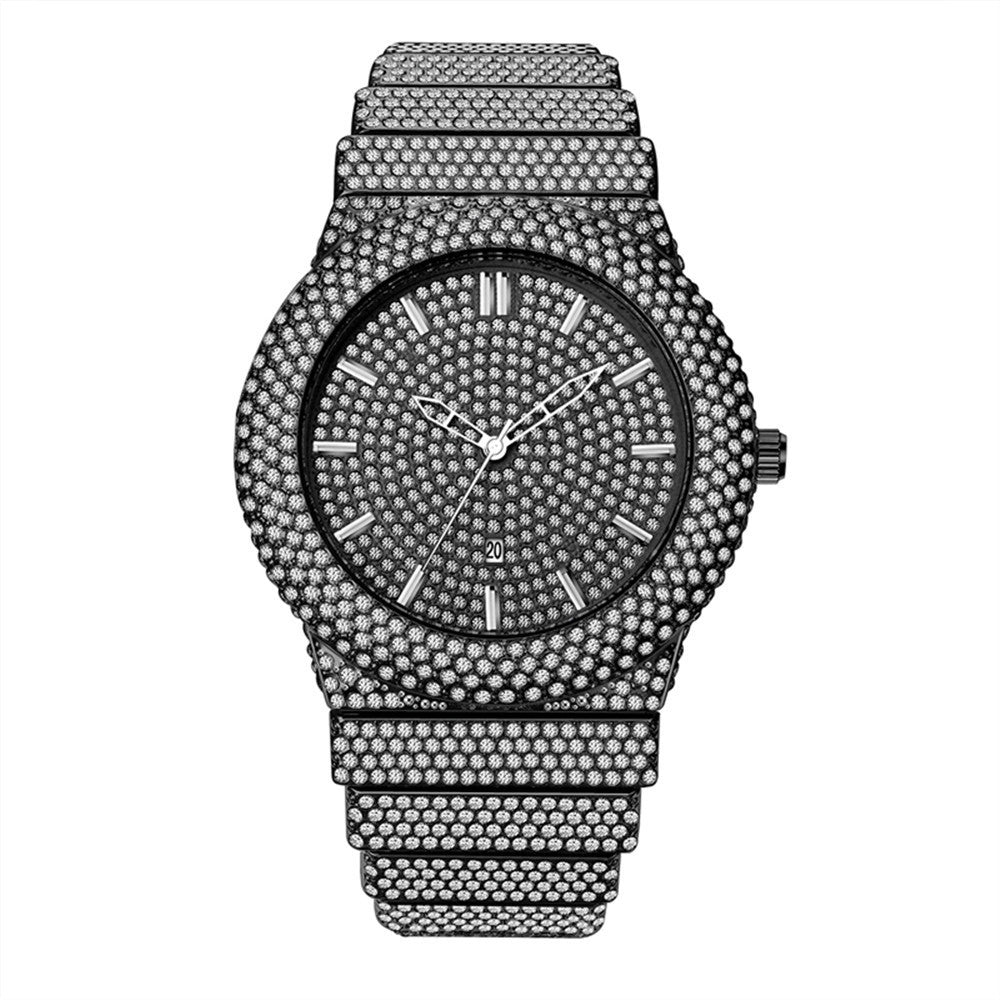Exude elegance and sophistication with the Luxury Diamond-Embedded Men's Quartz Watch, a statement timepiece designed for the modern man who appreciates style and precision. Adorned with sparkling diamonds and featuring a color calendar, this watch is the perfect blend of luxury and functionality.