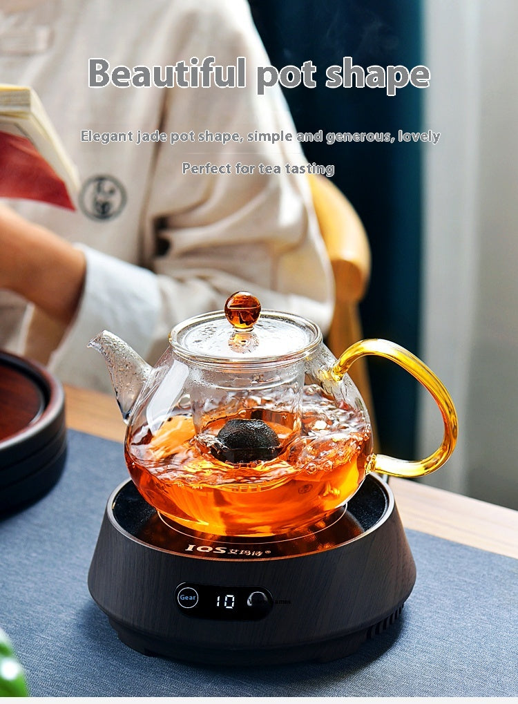 Teapot tea set for household use, featuring a 1000ML hand-painted heat-resistant glass teapot with an option to include 6 matching cups in a simple style design.