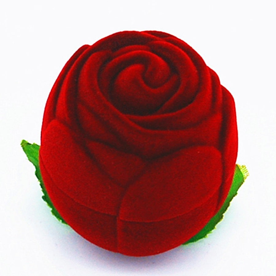 "Red Rose Flower Ring Gift Box β An elegant jewelry box featuring a romantic red rose design, perfect for showcasing rings, cuff links, earrings, and other small jewelry. Ideal for special occasions and thoughtful gifting."