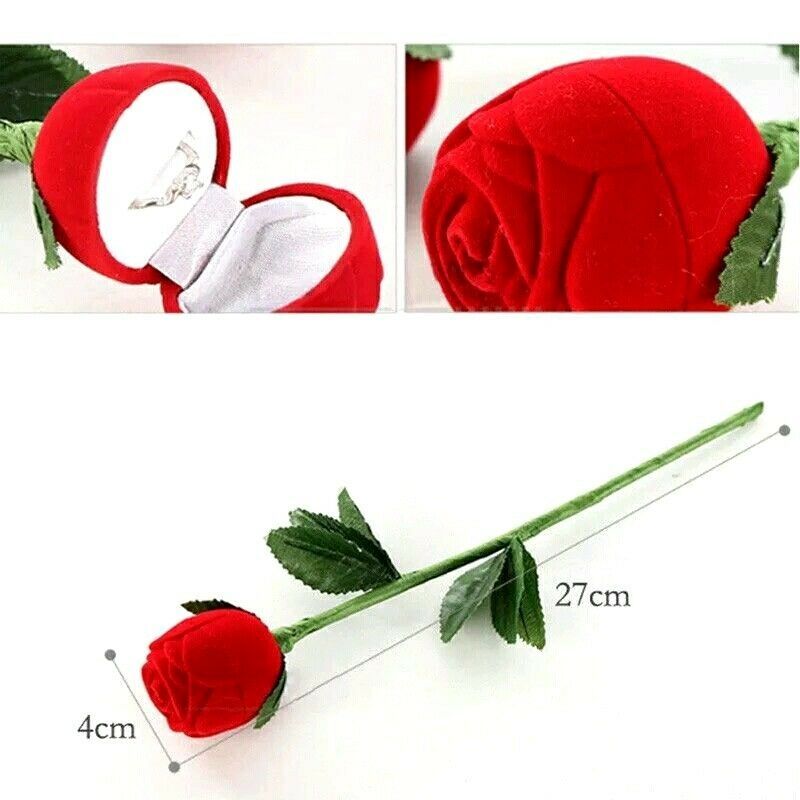 "Red Rose Flower Ring Gift Box β An elegant jewelry box featuring a romantic red rose design, perfect for showcasing rings, cuff links, earrings, and other small jewelry. Ideal for special occasions and thoughtful gifting."