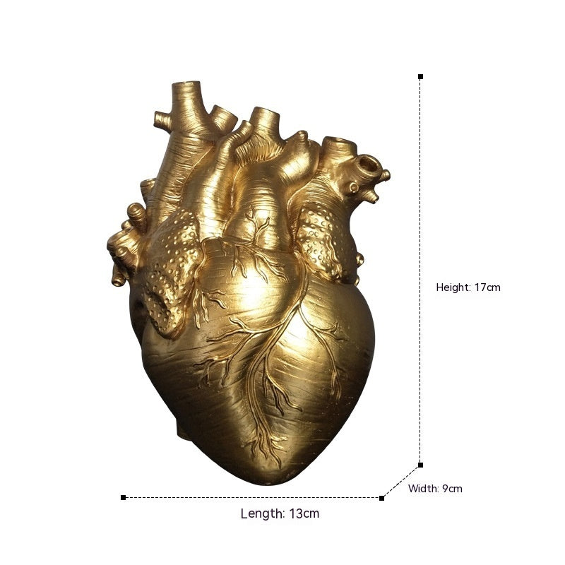 "Art Vase Heart Sculpture β An elegant resin heart sculpture without a base, crafted in American style, perfect for adding a touch of love and sophistication to any room as a decorative ornament."