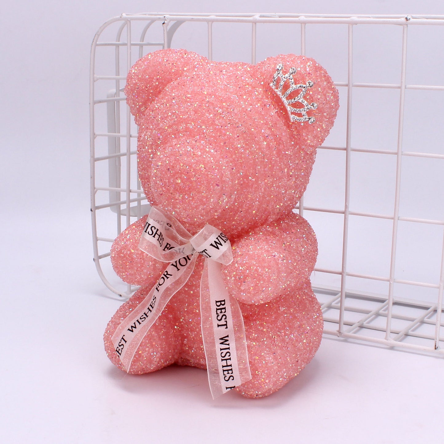 Crystal Diamond Bear – Elegant white crystal bear with a mosaic surface, perfect as a collectible or gift. Securely packed with bubble wrap for safe delivery.