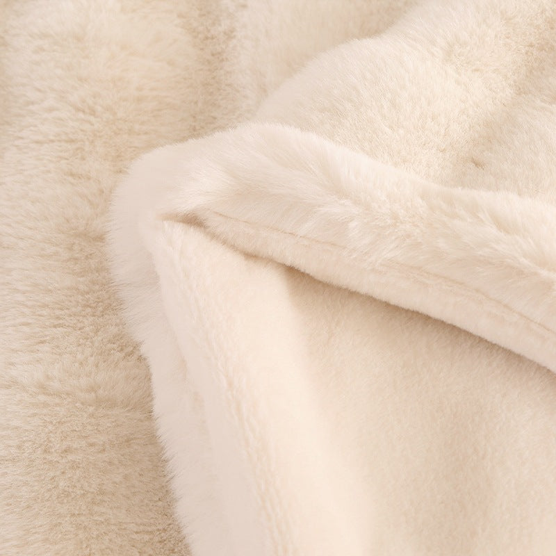 Soft and cozy Rabbit Plush Blanket in a solid color design, made from high-quality polyester fiber. Available in multiple sizes and colors, perfect for winter warmth and Nordic-style home décor.