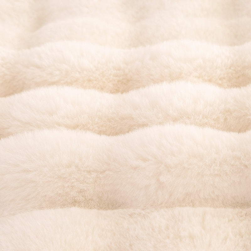 Soft and cozy Rabbit Plush Blanket in a solid color design, made from high-quality polyester fiber. Available in multiple sizes and colors, perfect for winter warmth and Nordic-style home décor.