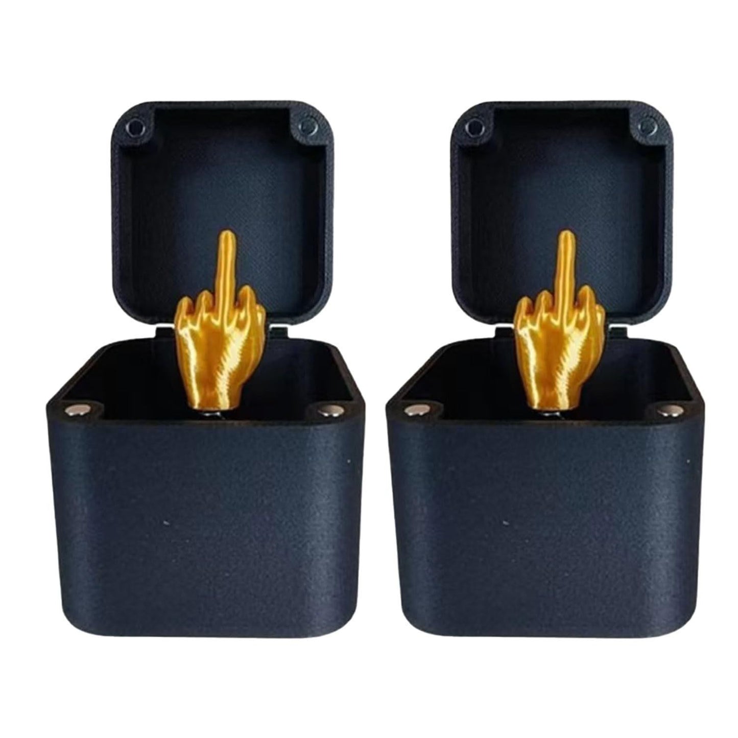 Humorous Spoof Middle Finger Surprise Gift Box with designs like middle finger, love, poop, and rose. 5cm plastic box perfect for gag gifts and pranks.