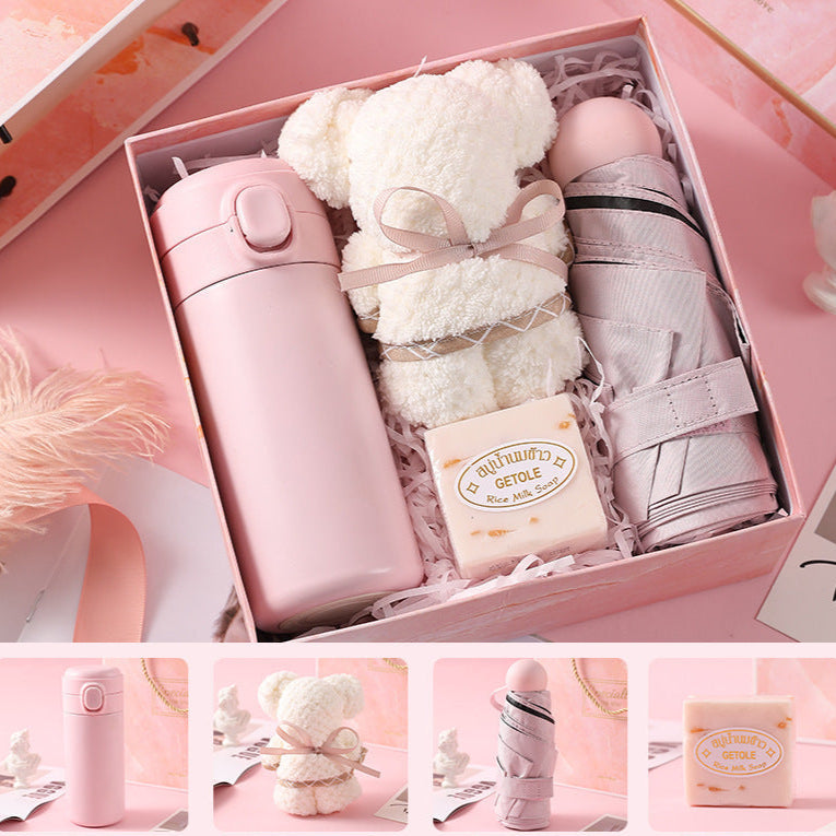 Elegant pink marble gift box set designed for business gifts, corporate events, and holidays, perfect for weddings, birthdays, and special occasions.