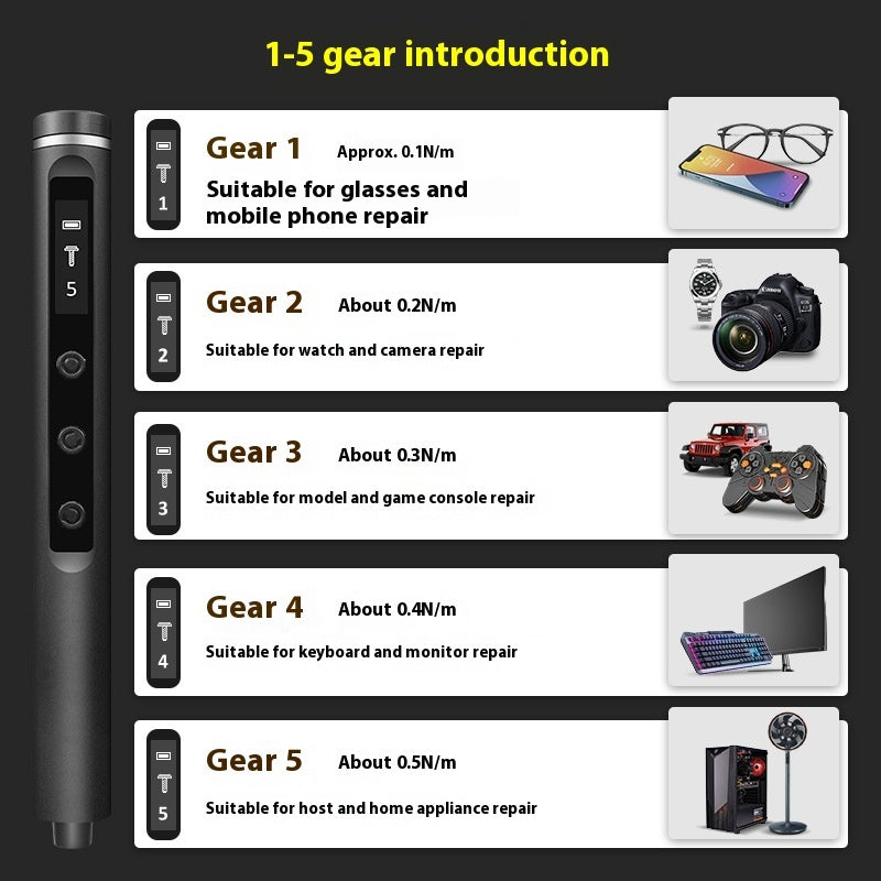 Multifunctional AMT Electric Screwdriver Set made of aluminum alloy, ABS, and PP, with a compact size of 17.8 x 4.5 x 4.5CM, ideal for precision tasks.