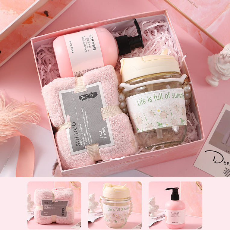 Elegant pink marble gift box set designed for business gifts, corporate events, and holidays, perfect for weddings, birthdays, and special occasions.