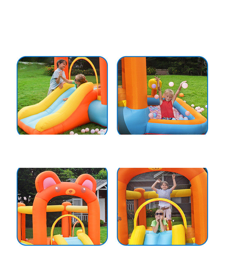**Bear-Themed Bouncy Castle β Fun & Safe Playtime! π»π** A spacious inflatable bouncy castle (300x300x235cm) made from durable 420D+840D PVC fabric. Comes with a 350W blower, with options for 450W or 750W. Quick to set up, perfect for parties, backyards, and events. Includes 1 inflatable bed and 1 blower for endless fun! π