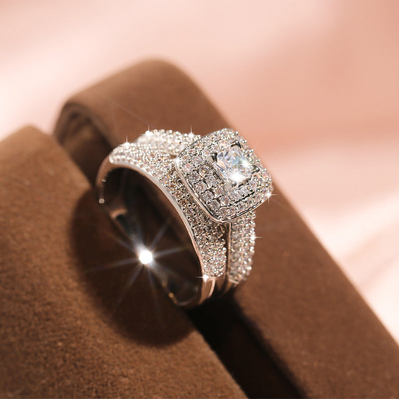Luxury engagement rhinestones ring, featuring a dazzling design that symbolizes timeless love and commitment.
