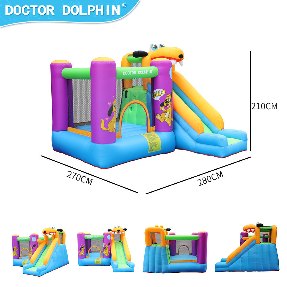 **Children's Inflatable Home Castle – A Fun and Safe Playtime Adventure!** A vibrant, bouncy inflatable play structure measuring 280x270x210cm, designed for kids to jump, slide, and explore. Perfect for amusement parks, malls, supermarkets, and community spaces. Quick to inflate and made from durable materials for safe and exciting play. Includes one inflatable skip bed for endless fun! 🎈🏰✨