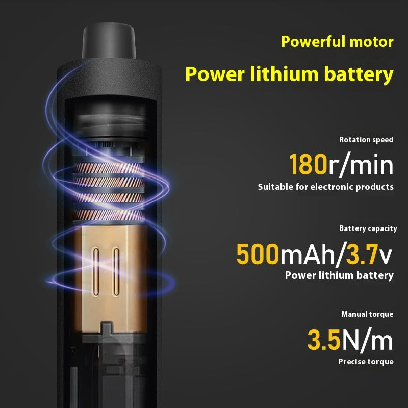 Multifunctional AMT Electric Screwdriver Set made of aluminum alloy, ABS, and PP, with a compact size of 17.8 x 4.5 x 4.5CM, ideal for precision tasks.