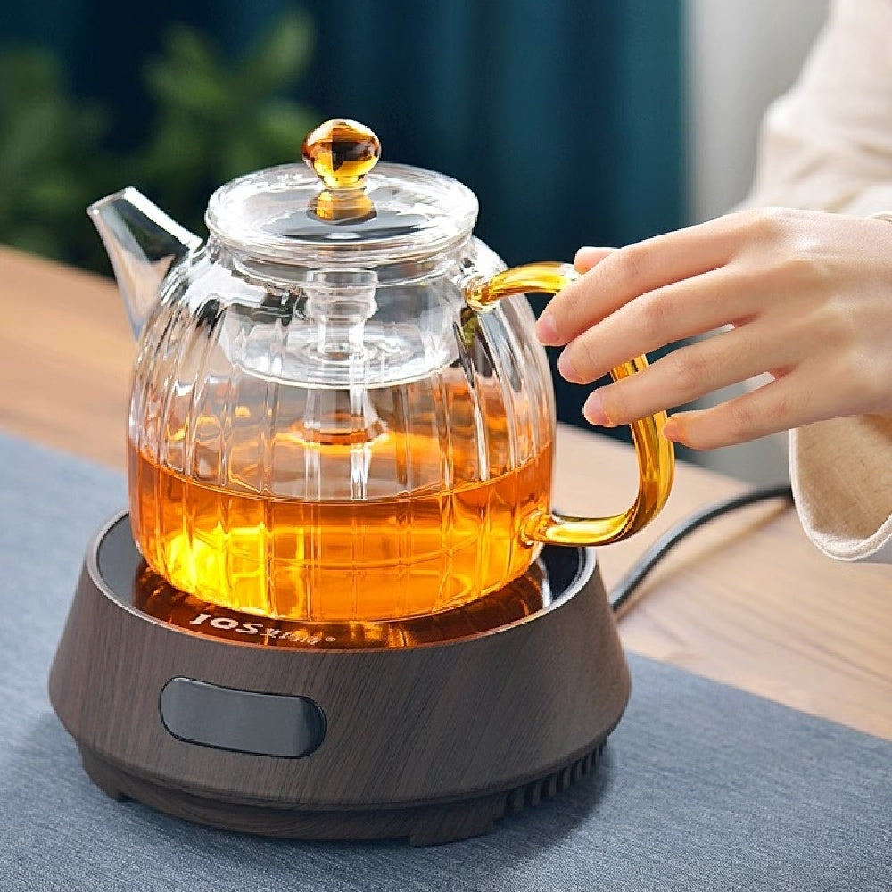 Teapot tea set for household use, featuring a 1000ML hand-painted heat-resistant glass teapot with an option to include 6 matching cups in a simple style design.