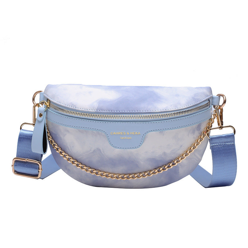 "Cross Body Handbag β A stylish medium-sized bag made from PU material with nylon texture. Available in pink, green, and blue, featuring a zipper closure, internal document bag, and an adjustable 120cm shoulder strap. Perfect for street chic fashion."