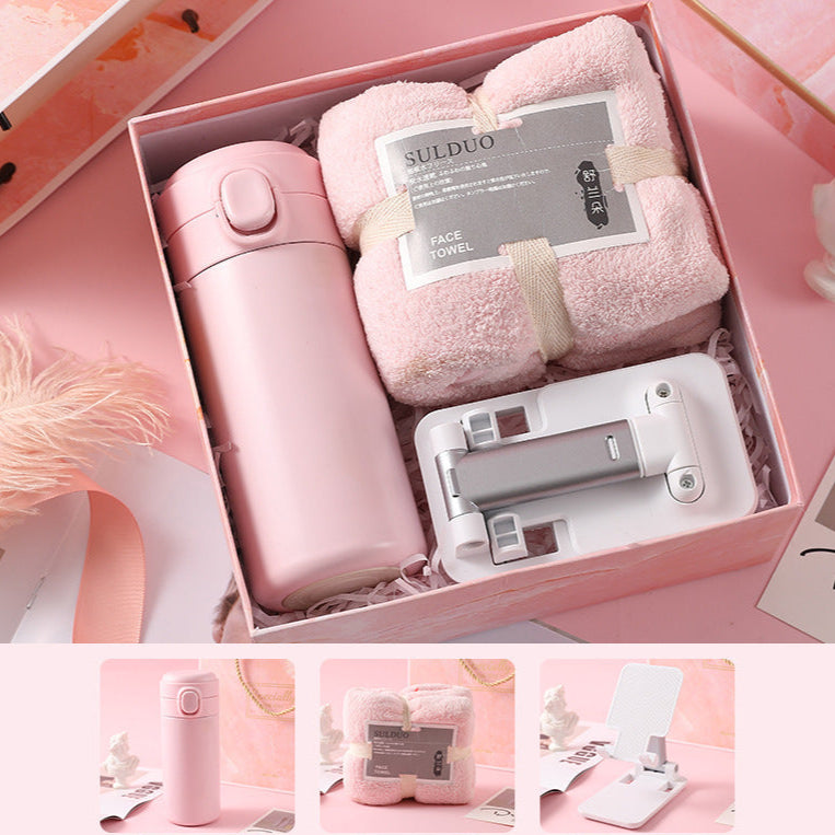Elegant pink marble gift box set designed for business gifts, corporate events, and holidays, perfect for weddings, birthdays, and special occasions.