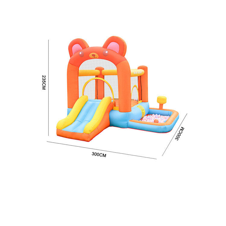 **Bear-Themed Bouncy Castle β Fun & Safe Playtime! π»π** A spacious inflatable bouncy castle (300x300x235cm) made from durable 420D+840D PVC fabric. Comes with a 350W blower, with options for 450W or 750W. Quick to set up, perfect for parties, backyards, and events. Includes 1 inflatable bed and 1 blower for endless fun! π