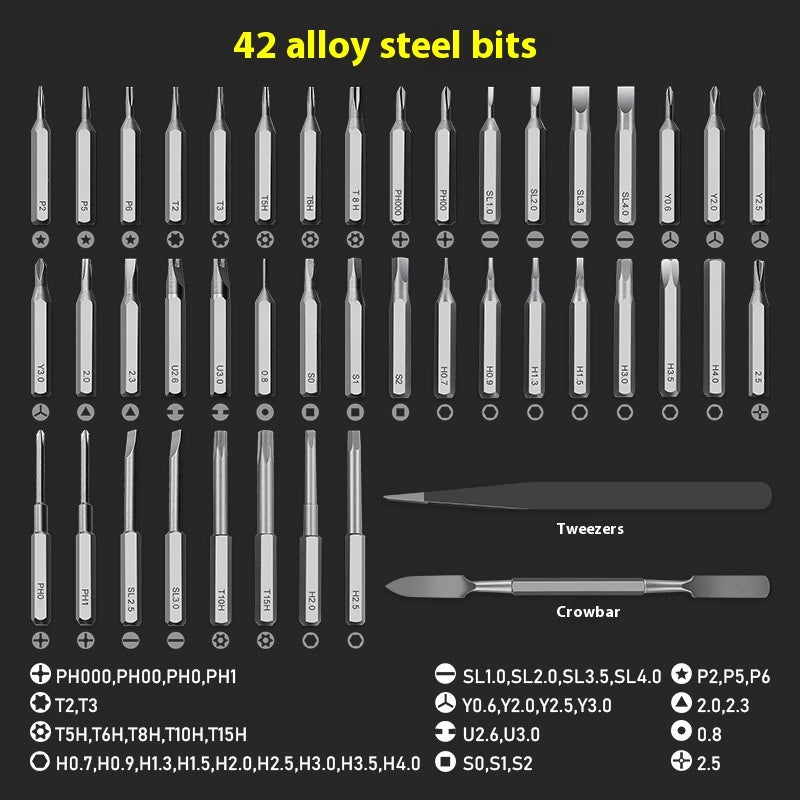 Multifunctional AMT Electric Screwdriver Set made of aluminum alloy, ABS, and PP, with a compact size of 17.8 x 4.5 x 4.5CM, ideal for precision tasks.