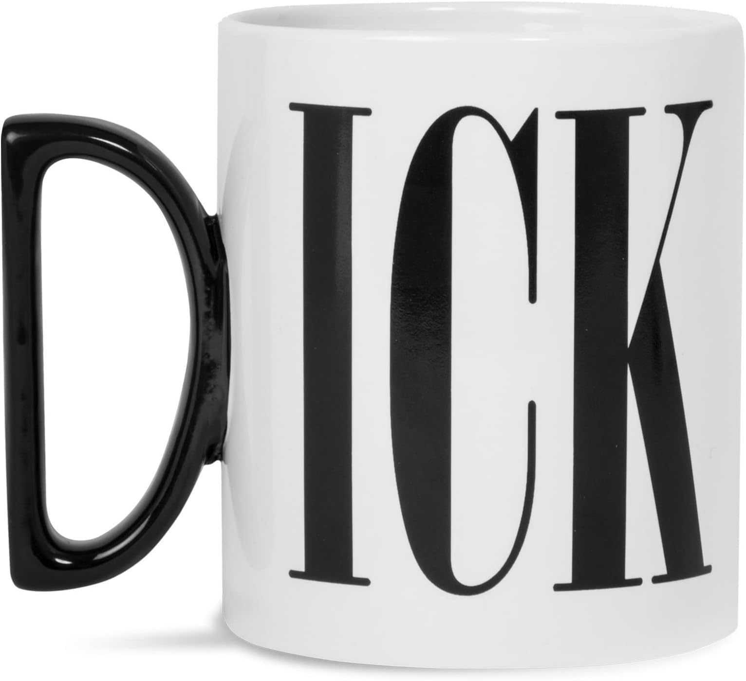 Humorous painted pottery mug featuring bold designs ("FUCK" and "DICK"), perfect for adding a playful touch to your daily beverage routine.
