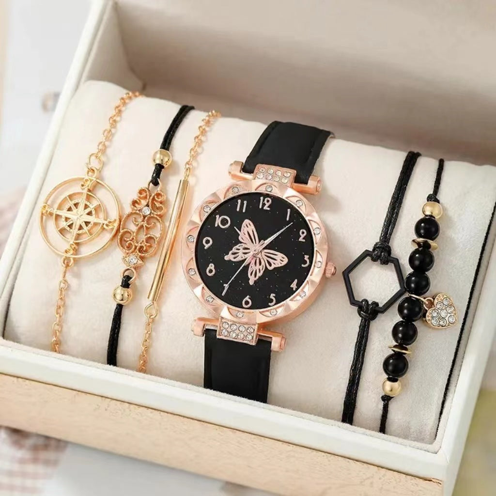Elegant Women's Quartz Watch Set with a sleek metal design, slim 9mm dial, and adjustable 9-inch strap. Available in multiple styles, including a watch-only option or a matching bracelet set, perfect for casual and sophisticated looks.