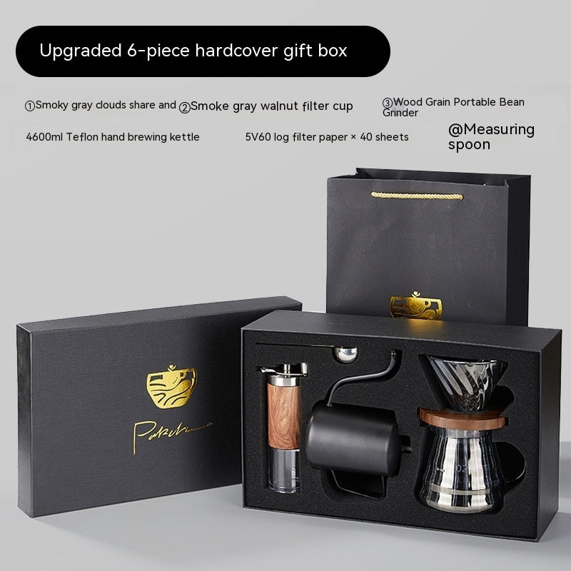 "Pour-Over Coffee Suit Gift Box – A premium coffee brewing set with elegant design and bronzing surface technology. Available in multiple configurations, including 6, 7, 8, and 9-piece sets with luxury packaging. Perfect for coffee lovers, professionals, and gift-giving on any occasion."