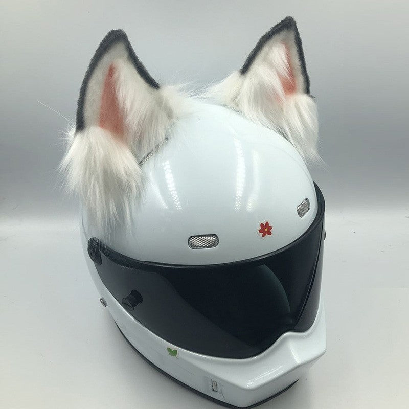 Fun helmet accessory set made of durable ABS material, featuring various animal designs with ears and tails (e.g., fox, wolf, cat, husky, demon bat). Fits helmets with a head circumference of 62cm and above. Helmet not included.