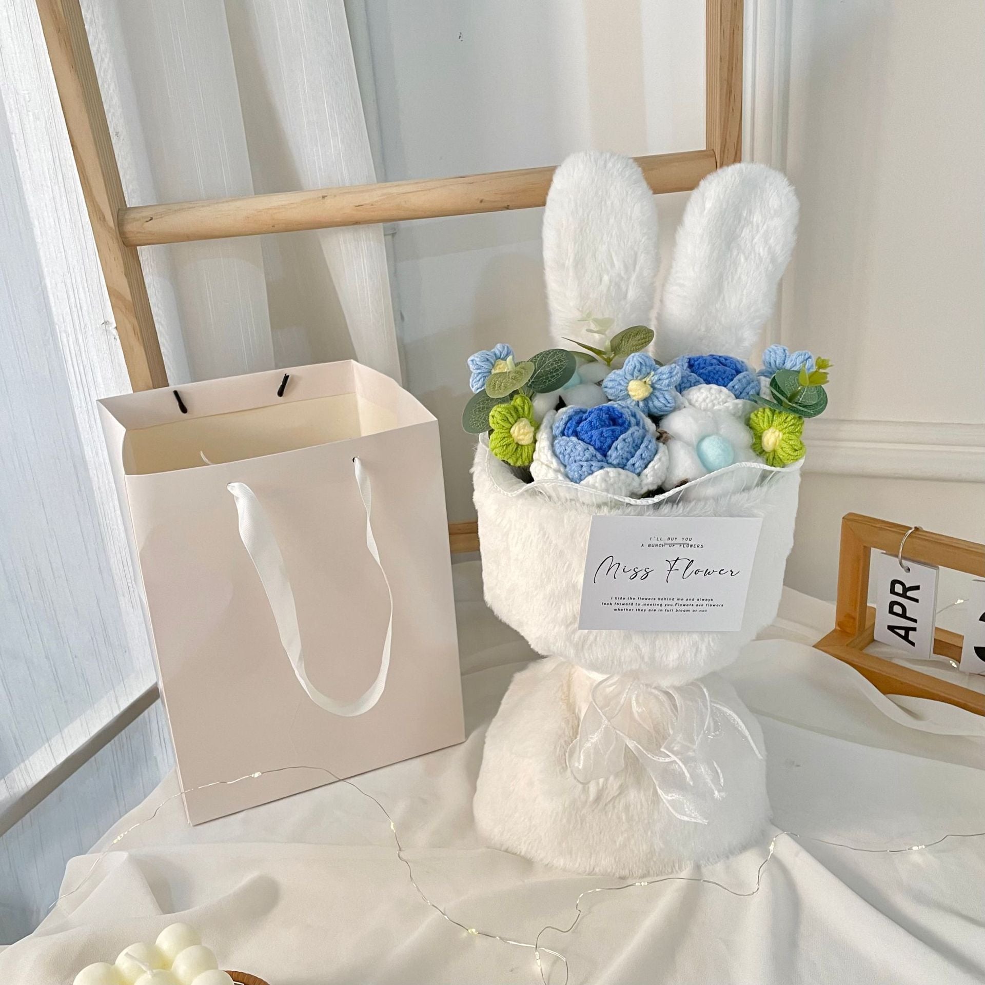 Rabbit Ears Bouquet – A colorful, playful cartoon bouquet in pink, blue, orange, and red with a cute handbag, perfect for holidays like New Year's, Women's Day, and more!