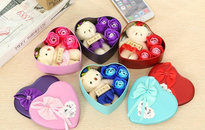 Adorable soap teddy bear gift box, 12x12x4.5cm, packaged in a stylish iron box, perfect for birthdays, anniversaries, or thoughtful gestures